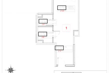 Rzut - Mieszkanie na sprzedaż 1 pokój o powierzchni 30,98 m² - numer A1-1 w Rezydencja Ogród Saski etap I i II