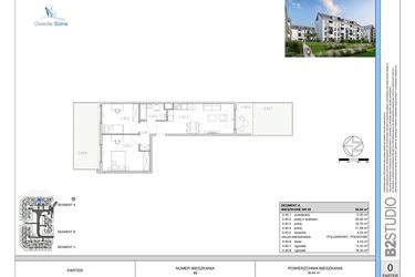 Rzut - Mieszkanie na sprzedaż 3 pokoje o powierzchni 56,56 m² - numer 40 w Osiedle Solne etap II
