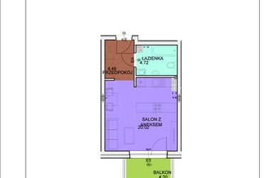 Rzut - Mieszkanie na sprzedaż 1 pokój o powierzchni 29,2 m² - numer A22 w Osiedle Zuchów