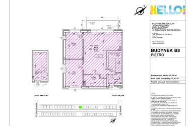 Rzut - Mieszkanie na sprzedaż 3 pokoje o powierzchni 62,16 m² - numer B8.2 w HELLO! KUKUŁKI bud. B