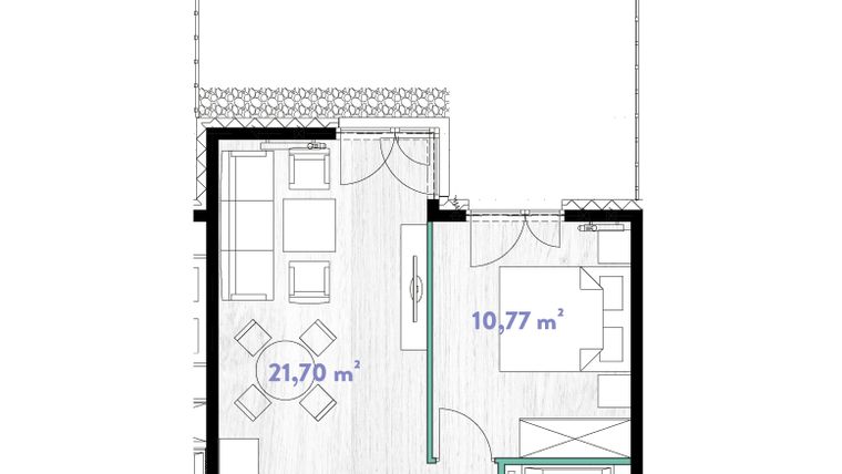Rzut - Mieszkanie na sprzedaż 2 pokoje o powierzchni 40,63 m² - numer A.00.11 w Do Wilgi
