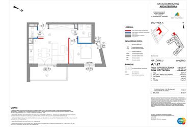 Rzut - Mieszkanie na sprzedaż 2 pokoje o powierzchni 43,4 m² - numer A.1.27 w My Forest