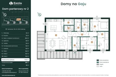 Rzut - Dom na sprzedaż 4 pokoje o powierzchni 114,8 m² - numer 2 w Domy na Gaju