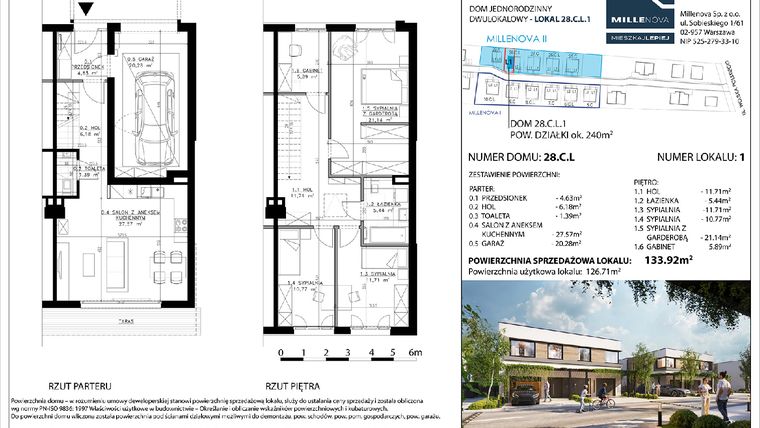 Rzut - Dom na sprzedaż 5 pokoi o powierzchni 137 m² - numer 20 w Millenova