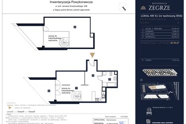 Rzut - Mieszkanie na sprzedaż 2 pokoje o powierzchni 87,7 m² - numer B56 w Rezydencja Zegrze etap II