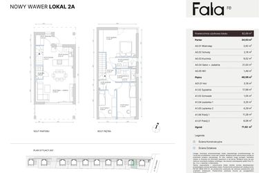 Rzut - Dom na sprzedaż 4 pokoje o powierzchni 82,69 m² - numer 2A w Nowy Wawer