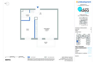 Rzut - Mieszkanie na sprzedaż 2 pokoje o powierzchni 49,81 m² - numer 12.4A w Osiedle Idea Aurora