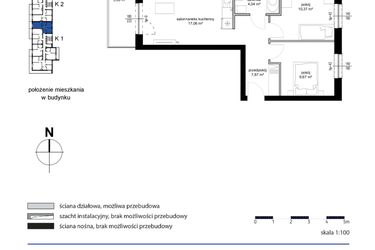 Rzut - Mieszkanie na sprzedaż 3 pokoje o powierzchni 49,01 m² - numer M35 w Kwarcowe Wzgórze
