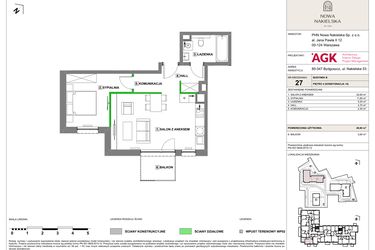 Rzut - Mieszkanie na sprzedaż 2 pokoje o powierzchni 46,6 m² - numer NN-B-LM-27 w Nowa Nakielska by PHN