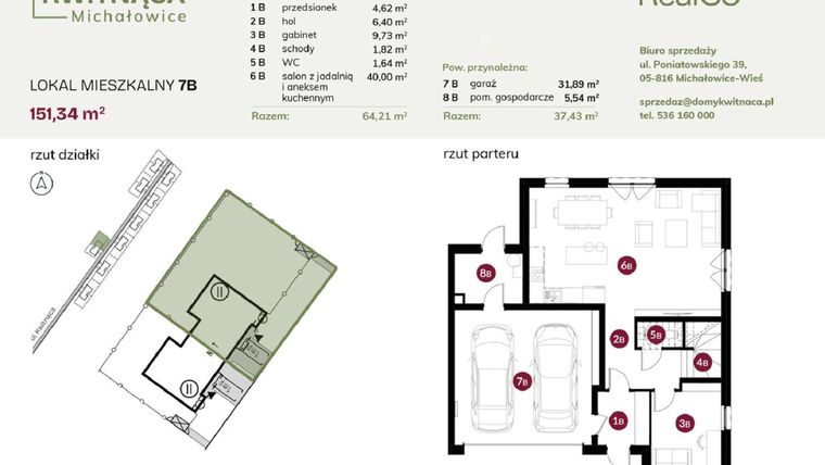 Rzut - Dom na sprzedaż 6 pokoi o powierzchni 151,34 m² - numer 7B w Michałowice Kwitnąca