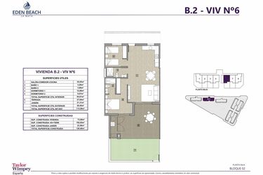 Rzut - Mieszkanie na sprzedaż 2 pokoje o powierzchni 73,68 m² - numer 6 w Eden Beach 2