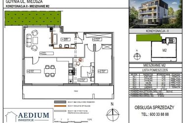 Rzut - Mieszkanie na sprzedaż 4 pokoje o powierzchni 97,81 m² - numer M2 w Miłosza Prestige