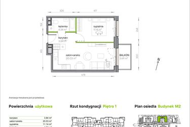 Rzut - Mieszkanie na sprzedaż 2 pokoje o powierzchni 39,35 m² - numer M2/1/1/10 w Przy Parku Vita