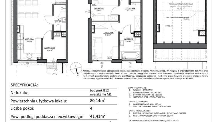 Rzut - Mieszkanie na sprzedaż 4 pokoje o powierzchni 121,55 m² - numer B12/1 w Libre Park