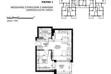 Rzut - Mieszkanie na sprzedaż 2 pokoje o powierzchni 42,18 m² - numer C2-M17 w Stacja Łódź V – etap C2