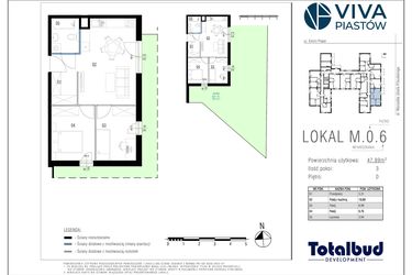 Rzut - Mieszkanie na sprzedaż 3 pokoje o powierzchni 47,89 m² - numer M.0.6 w Viva Piastów