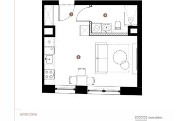 Rzut - Mieszkanie na sprzedaż 1 pokój o powierzchni 26,7 m² - numer 2.06.10 w Katowicka Residence