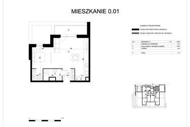 Rzut - Mieszkanie na sprzedaż 1 pokój o powierzchni 51,74 m² - numer M0.01 w Verde Casa