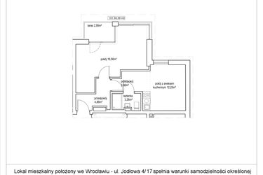 Rzut - Mieszkanie na sprzedaż 2 pokoje o powierzchni 43,59 m² - numer 4/17. w Apartamenty Nowy Targ