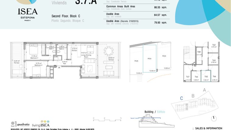 Rzut - Mieszkanie na sprzedaż 2 pokoje o powierzchni 64,57 m² - numer 3.7A w Isea - Estepona