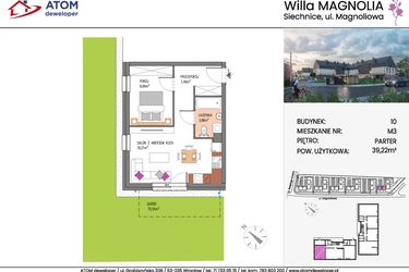 Rzut - Mieszkanie na sprzedaż 2 pokoje o powierzchni 39,22 m² - numer Bud.10-3 w Willa Magnolia