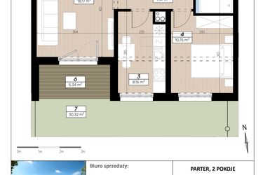 Rzut - Mieszkanie na sprzedaż 2 pokoje o powierzchni 46,63 m² - numer A/0/2 w Limone