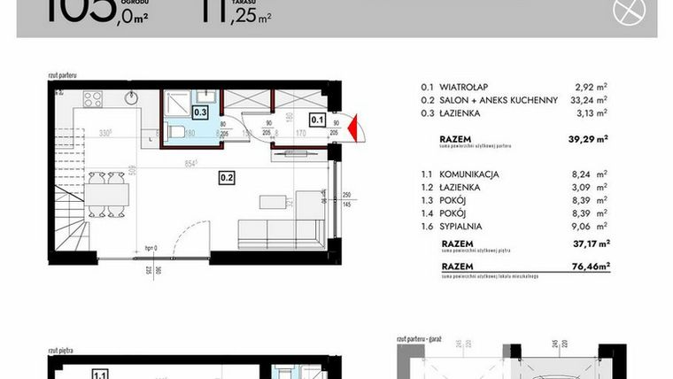 Rzut - Mieszkanie na sprzedaż 4 pokoje o powierzchni 93,29 m² - numer J9/2 w Osiedle Malarska etap VII