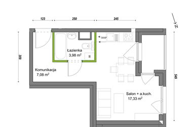Rzut - Mieszkanie na sprzedaż 1 pokój o powierzchni 28,39 m² - numer F1/C/05 w Orawska Vita