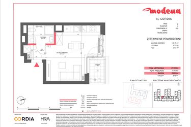 Rzut - Mieszkanie na sprzedaż 1 pokój o powierzchni 27,59 m² - numer A.070 w Modena II
