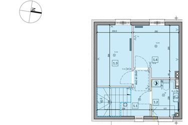 Rzut - Dom na sprzedaż 3 pokoje o powierzchni 59,42 m² - numer 2 w Zielone Ogrody etap II