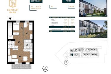 Rzut - Mieszkanie na sprzedaż 4 pokoje o powierzchni 120,14 m² - numer B1.M3 w Conradi Park