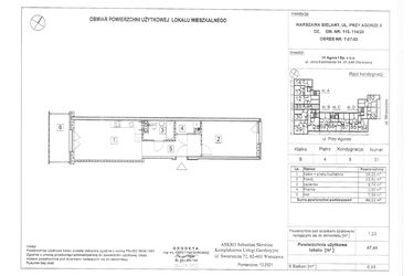 Rzut - Mieszkanie na sprzedaż 2 pokoje o powierzchni 47,44 m² - numer B32 w Apartamenty Przy Agorze 6