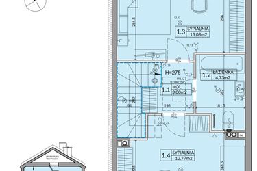 Rzut - Dom na sprzedaż 3 pokoje o powierzchni 72,53 m² - numer 57B w Nova Magdalenka 7 etap IV-VI
