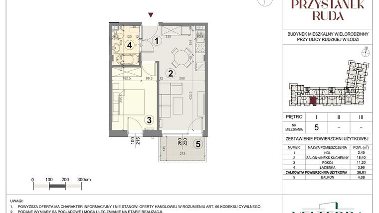 Rzut - Mieszkanie na sprzedaż 2 pokoje o powierzchni 36,2 m² - numer 5 w Przystanek Ruda