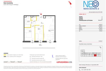 Rzut - Mieszkanie na sprzedaż 3 pokoje o powierzchni 55,93 m² - numer 63 w Neo Nova Ochota 2