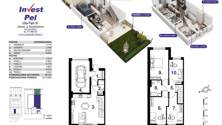 Rzut - Dom na sprzedaż 5 pokoi o powierzchni 117,27 m² - numer 5B w Villa Park Gdańsk etap III