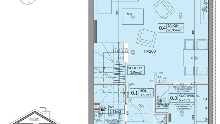 Rzut - Dom na sprzedaż 4 pokoje o powierzchni 82,07 m² - numer 98A w Nova Magdalenka 7 etap VII-VIII