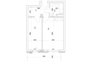 Rzut - Mieszkanie na sprzedaż 2 pokoje o powierzchni 40,06 m² - numer 6A.24 w Mierzeja Wiślana etap IV