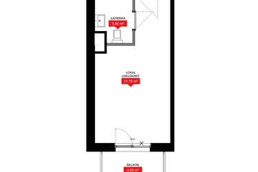 Rzut - Mieszkanie na sprzedaż 1 pokój o powierzchni 25,6 m² - numer A2 192LU w 29L - Apartamenty inwestycyjne