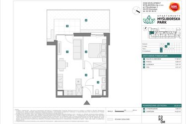Rzut - Mieszkanie na sprzedaż 2 pokoje o powierzchni 35,04 m² - numer J54 w Apartamenty Myśliborska Park