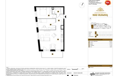 Rzut - Mieszkanie na sprzedaż 3 pokoje o powierzchni 61,35 m² - numer 8 w Apartamenty nad Oławką