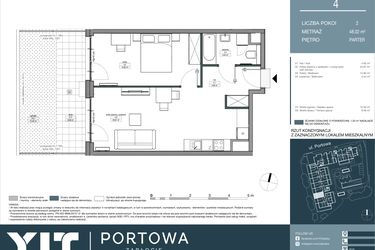 Rzut - Mieszkanie na sprzedaż 2 pokoje o powierzchni 48,02 m² - numer 4 w Portowa Zabłocie