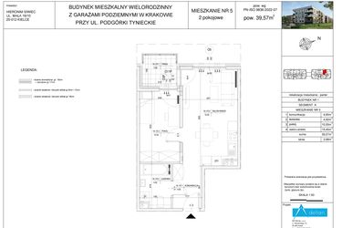 Rzut - Mieszkanie na sprzedaż 2 pokoje o powierzchni 39,57 m² - numer A5 w Podgórki Tynieckie