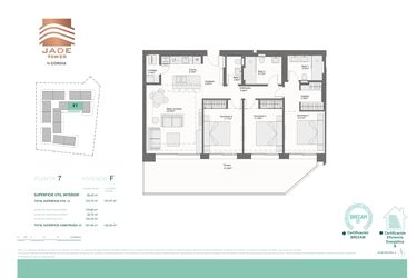 Rzut - Mieszkanie na sprzedaż 3 pokoje o powierzchni 112,67 m² - numer 7F w Jade Tower - Cordia