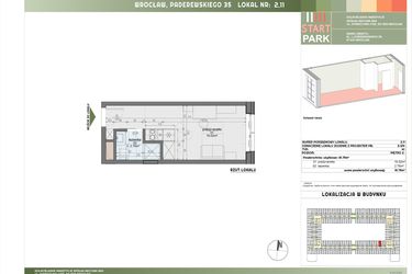 Rzut - Mieszkanie na sprzedaż 1 pokój o powierzchni 18,78 m² - numer 2.11 w START PARK