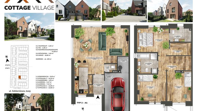 Rzut - Dom na sprzedaż 4 pokoje o powierzchni 134,13 m² - numer A1.17 w Cottage Village