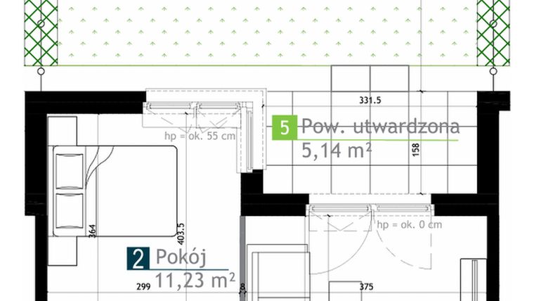 Rzut - Mieszkanie na sprzedaż 2 pokoje o powierzchni 38,12 m² - numer AA0002 w M Bemowo 3