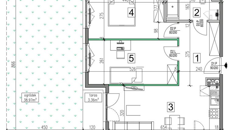 Rzut - Mieszkanie na sprzedaż 3 pokoje o powierzchni 61,65 m² - numer B-53 w Nowa Lipska