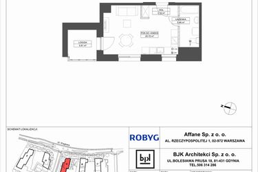 Rzut - Mieszkanie na sprzedaż 1 pokój o powierzchni 29,33 m² - numer A.6M08 w WENDY
