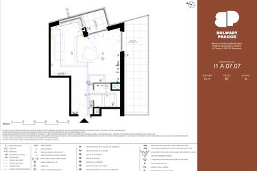 Rzut - Mieszkanie na sprzedaż 1 pokój o powierzchni 37,13 m² - numer I1.A.07.07 w Bulwary Praskie etap I i J